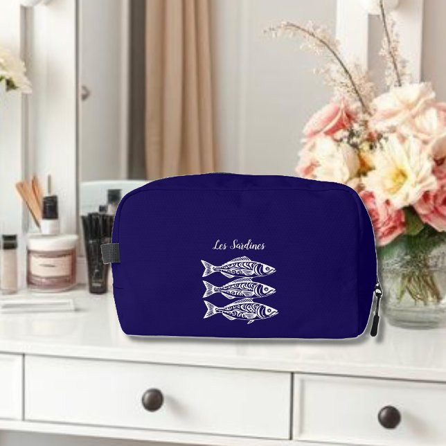 Sardinen-Blue-Hawaiian Waschbeutel (Les Sardines Hawaiian Fisherman Trend Beach Summer Toiletry Bag Dark Blue)