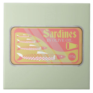 Sardinen-Dose im Retro-Plakatstil Fliese