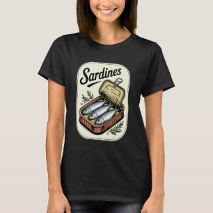 Sardinen-Dosen-Illustration Fisch Meeresfrüchte-Li T-Shirt