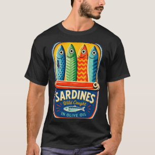 Sardinen Dosenfisch Retro-Grafik Sommer für Männer T-Shirt