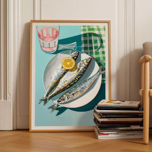 Sardinen-Druck Sardinen-Dose Vintage-Plakat Retro Poster
