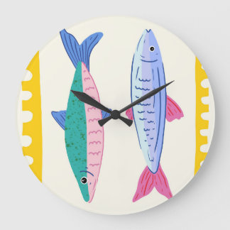 Sardinen-Duo Große Wanduhr