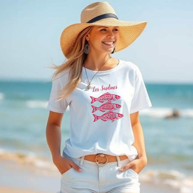 Sardinen-Hawaiian-Fisherman Core-Cherry Red T-Shirt (Sardines-Beach T shirt-Summer tshirt-Cherry Red)