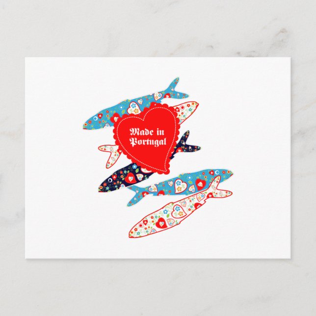 Sardinen hergestellt in Portugal Postkarte (Vorderseite)