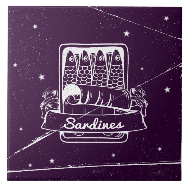 Sardinen in einer Zinn gestört Fliese (Vorderseite)