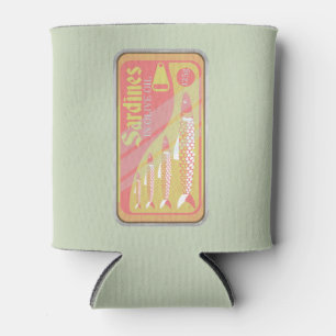 Sardinen in Retro-Poster-Stil Dosenkühler