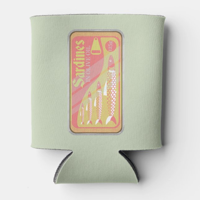 Sardinen in Retro-Poster-Stil Dosenkühler (Vorderseite)