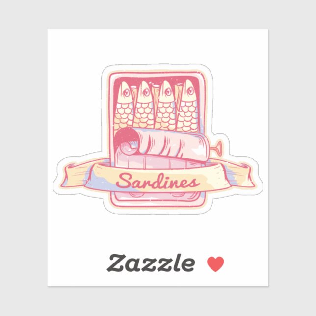 Sardinen in Zinn Aufkleber (Blatt)