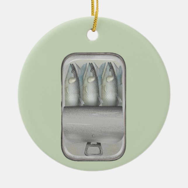 Sardinen in Zinn Keramik Ornament (Vorne)
