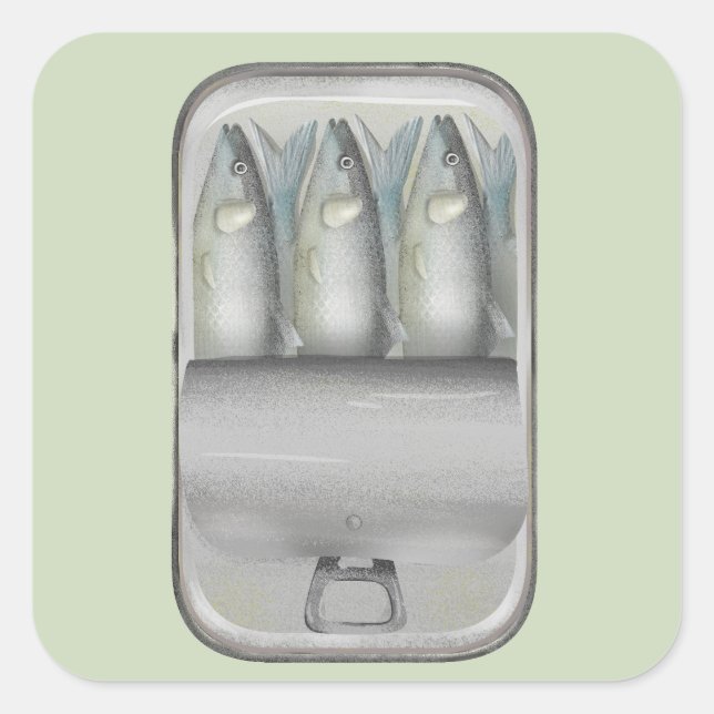 Sardinen in Zinn Quadratischer Aufkleber (Vorderseite)