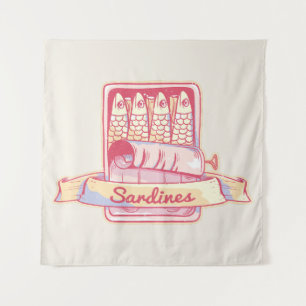 Sardinen in Zinn Wandteppich