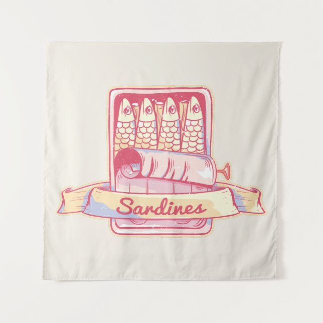 Sardinen in Zinn Wandteppich (Vorderseite)