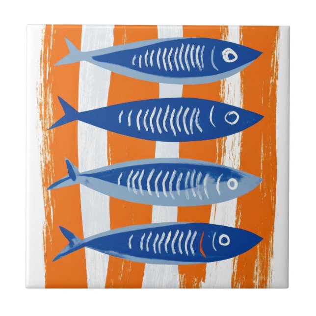 Sardinen Küstenkunst Keramik-Dekorfliese Fliese (Vorderseite)