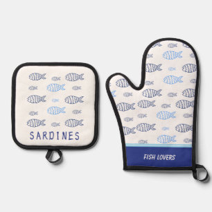 Sardinen Ofenhandschuh & Topflappen-Set