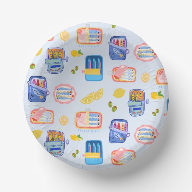 Sardinen und Zitronen Pappteller (Vorderseite)