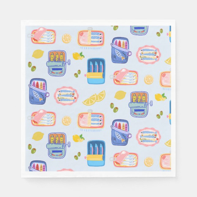 Sardinen und Zitronen Serviette (Vorderseite)