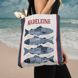 Sardinen Zitronen Patchwork Steppdecke Küste Monog