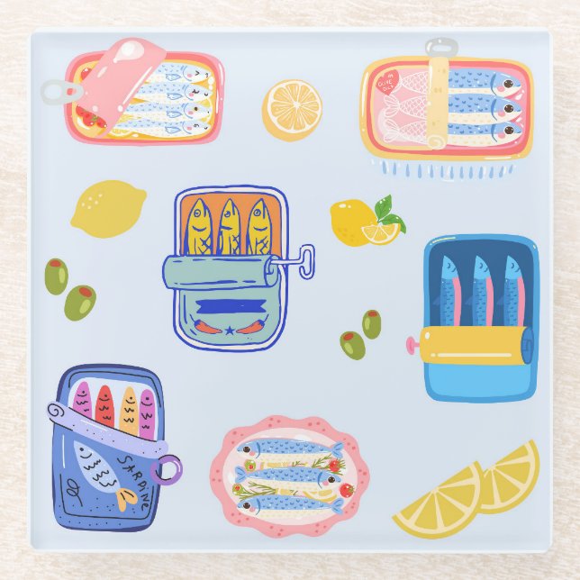 Sardines and Lemons Glasuntersetzer (Vorderseite)