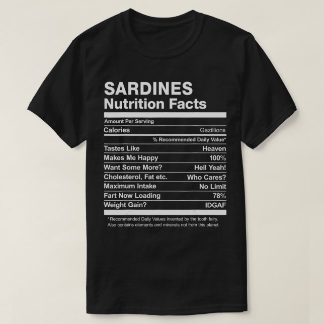 Sardines Nutrition Facts Funny Graphic T-Shirt (Design vorne)