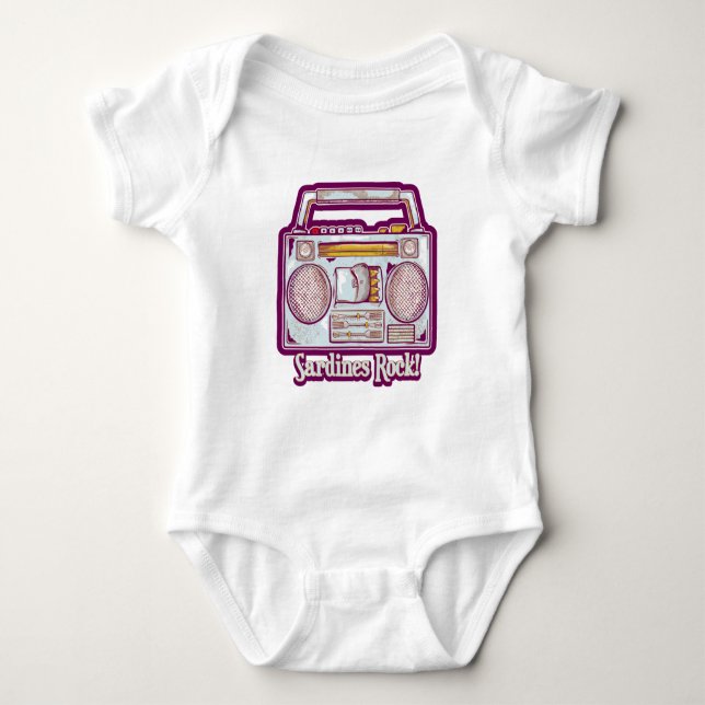 Sardines Rock Funny 80's Stereo Baby Strampler (Vorderseite)