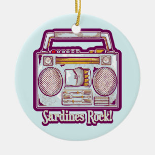 Sardines Rock Funny 80's Stereo Keramik Ornament
