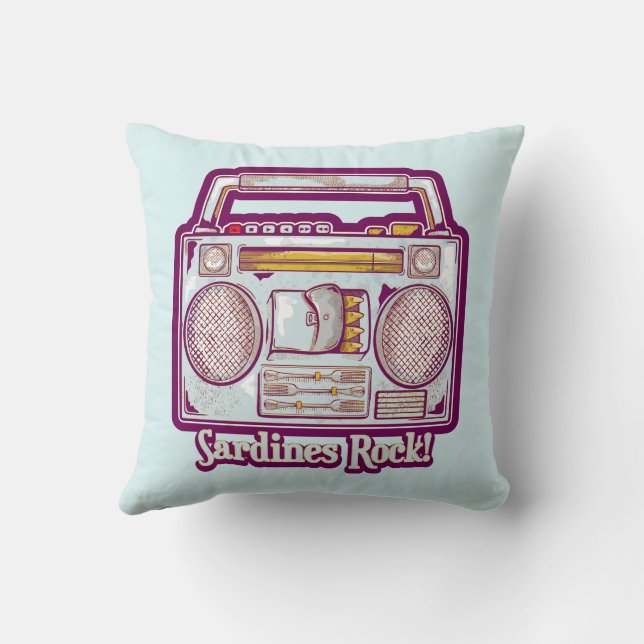 Sardines Rock Funny 80's Stereo Kissen (Rückseite)