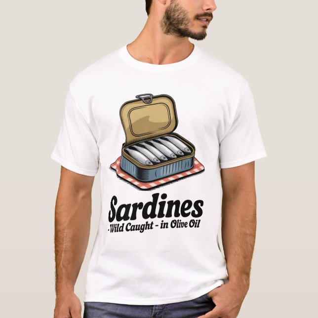 Sardines Tinned Fish Retro Grafik Sommer für Männe T-Shirt (Vorderseite)