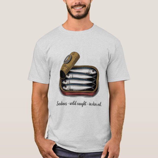 Sardines Tinned Fish Retro Grafik Sommer für Männe T-Shirt (Vorderseite)