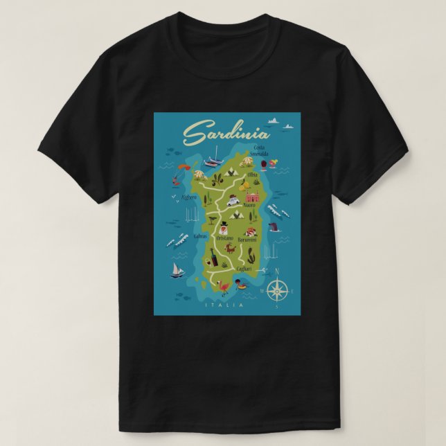 Sardinia-Plakataufkleber T-Shirt (Design vorne)