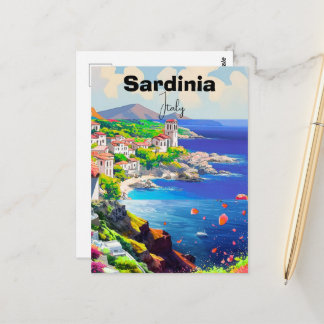Sardinia Poster Italy Souvenir Sea Decoration  Postkarte