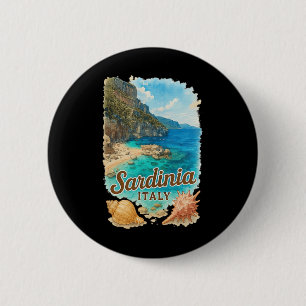 Sardinien Italien Aquarell Strand Reise Souvenir Button