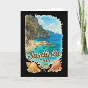Sardinien Italien Aquarell Strand Reise Souvenir Karte
