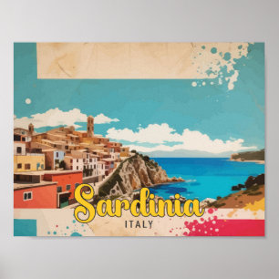 Sardinien Italien Pop-Art-Reiseillustration Poster