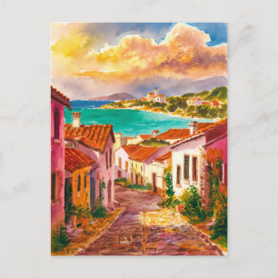 Sardinien Italien Straße Wasserfarbenmalerei Postkarte