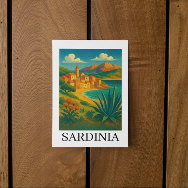 Sardinien Italien Vintage Reisen Art Postkarte (Sardinia Italy VIntage Travel Art Postcard)