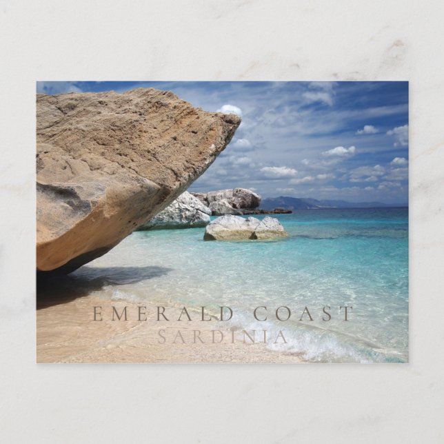 Sardinien Smaragdküste Strand mit Felsen Postkarte (Vorderseite)