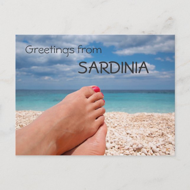 Sardinien Strand Grüße Text Postkarte (Vorderseite)