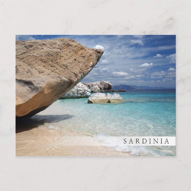 Sardinien Strand mit großen Felsen Bar Postkarte (Vorderseite)