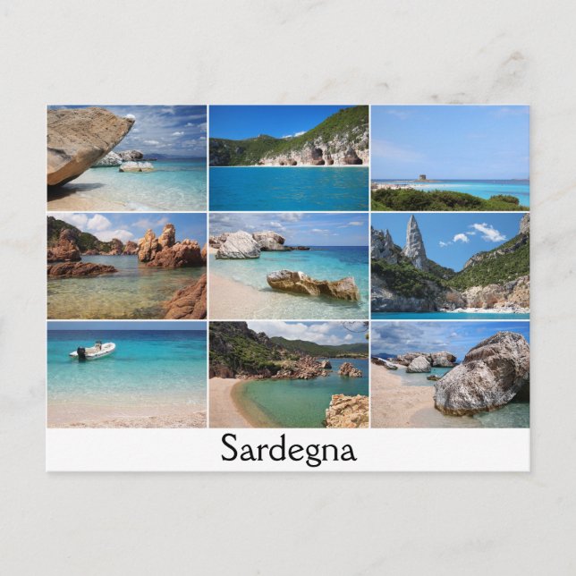 Sardinien Strände sammeln Text Postkarte (Vorderseite)