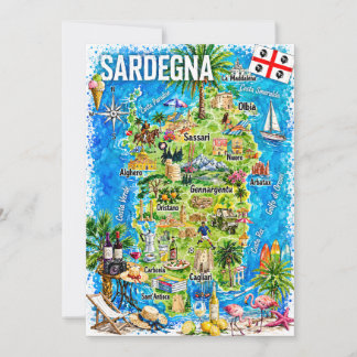 Sardinien Wasserfarben-Reisekarte Postkarte