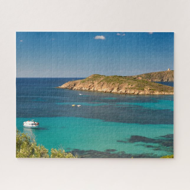 Sardiniens blaues Meer und Himmel mit Booten und K Puzzle (Horizontal)