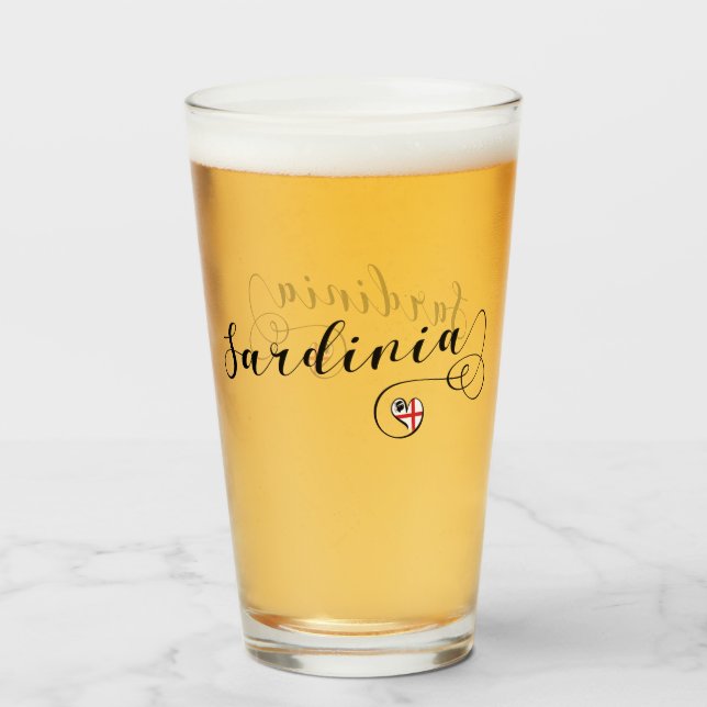 Sardinisches Flaggen-Herz, Sardinien Glas (Vorne (Gefüllt))