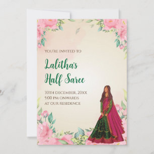 Saree-Funktions-Einladung als digitale Halb-Saree- Einladung