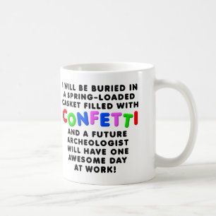 Sarg mit Konfetti Lustiger Becher Kaffeetasse