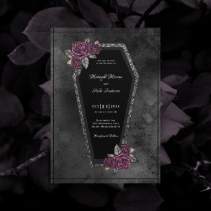 Sarg Schwarz Graue Rosen Glitzern Hochzeit Hallowe Einladung