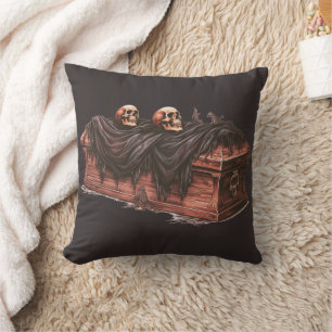 Sarg und Skulls Schwarzes Glück Halloween Kissen