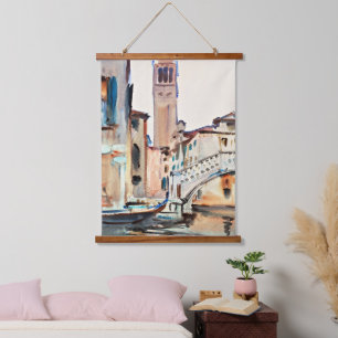 Sargent - Eine Brücke und ein Campanile, Venedig, Wandteppich Mit Holzrahmen