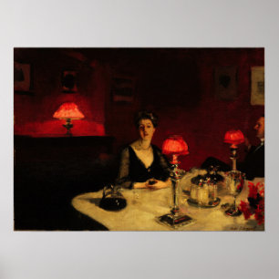 Sargent - Le Verre De Porto, Abendtisch am Abend Poster