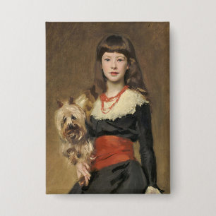 Sargent Mädchen mit Hund Beatrice Townsend Porträt Button