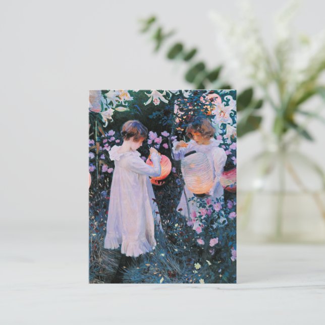 Sargent - Nelken, Lily, Lily, Rose Postkarte (Stehend Vorderseite)